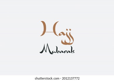 Arabic style typography "Hajj Mubarak" on isolated white vector background.
