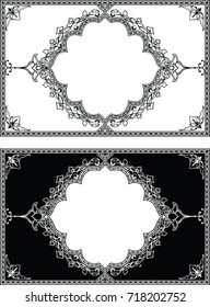 Arabic style vintage decorative frames. Black and white colors