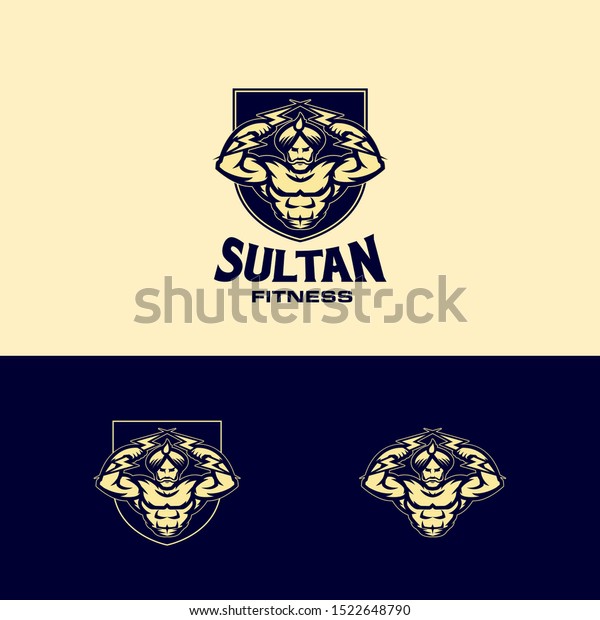 arabic-sultan-fitness-logo-modern-badass-stock-vector-royalty-free