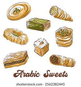 Arabic Sweets Vector Isolated Elements Set