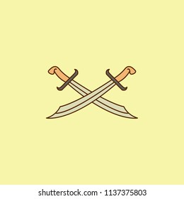 arabic sword colored field outline icon. Element of Arabian culture icon for mobile concept and web apps. Field outline arabic sword icon can used for web and mobile