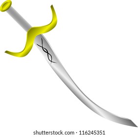 Arabic sword isolated on white background - vector illustration