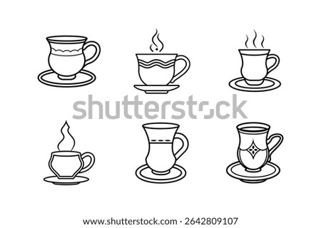 arabic tea cup icon line art vector illustration