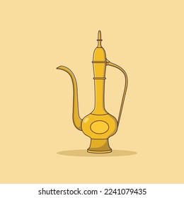 Ilustración del icono del vector teapot árabe. Vector de Kettle Árabe. Estilo de caricatura plana adecuado para la página de aterrizaje web, pancarta, volante, pegatina, fondo de escritorio