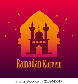 Tema árabe con suerte fondo del cielo rojo inscripción Ramadán