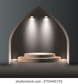 Arabic themed modern display background with an empty podium design