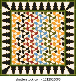 Arabic tile based on a design found in Alhambra of Granada, Spain. All elements sorted and grouped in layers