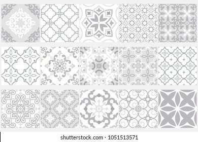 Arabic tile collection. Set of ornament backgrounds. Seamless vector patterns.