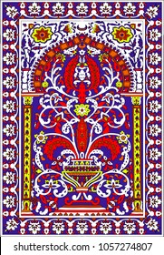 Arabic tile fresca flower violet red
