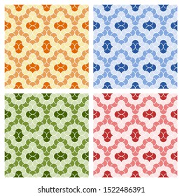 Arabic tile pattern. 4 different designs of seamless patterns based on islamic traditional art. All elements sorted and grouped in layers for easy edition