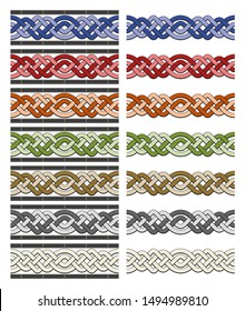 Arabic tile pattern. Different designs of horizontal seamless borders based on islamic traditional art. All elements sorted and grouped in layers