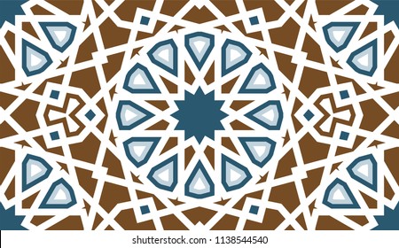 Arabic tile vector seamless pattern. Arabesque colorfull repeating texture for textile, fabric, cloth and interior design