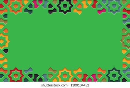 Arabic traditional geometric arabesque pattern.Islamic colorful ornamental detail of mosaic.Abstract background vector illustration.
