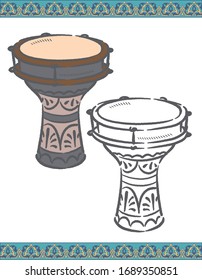 Arabisches traditionelles Instrument Darabuka. Vektorillustration.