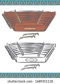 Arabic traditional instrument Kanun. Vector illustration.