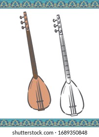 Arabic traditional instrument Saz. Vector illustration.