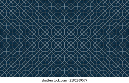 Arabic traditional motif texture background. Elegant luxury backdrop vector with Islamic themed decorative ornament pattern. Dark blue color with geometric and octagonal line motif illustration.