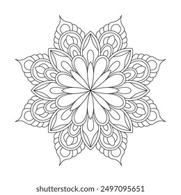 Arabic traditional ornamental mandala coloring book page. Easy Mandala Coloring Book Pages for Adults to Relax, Experiences Give Relief. Resizeable Vector File