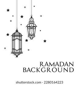 Arabic traditional Ramadan Kareem eastern lanterns garland. Muslim ornamental hanging lanterns, stars and moon vector illustration. Islamic oriental garland. Muslim holiday lantern traditional
