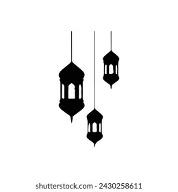 Arabic traditional Ramadan Kareem eastern lanterns. Muslim ornamental hanging lanterns, vector illustration