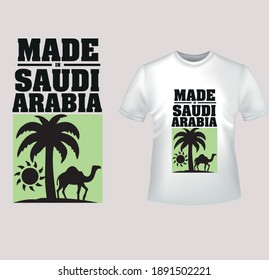 Arabic typographic made in Saudi Arabia , vector illustration, ready for print on t-shirt
