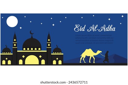Arabic Typography Eid Mubarak Eid Al-Adha. Arabic calligraphy text of Eid Mubarak to celebrate the Muslim community festival Eid Al Adha.