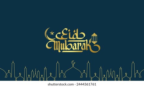 Arabic Typography Eid Mubarak Eid Al-Adha Eid Saeed , Eid Al-Fitr text Calligraphy greeting card for Muslim