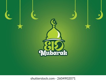 Arabic Typography Eid Mubarak Eid Al-Adha, Eid Al-Fitr text Calligraphy