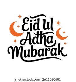 Arabic Typography, Eid Mubarak, Eid Al-adha, Eid Saeed, Eid Al-adha Text Calligraphy, Vector Illustration