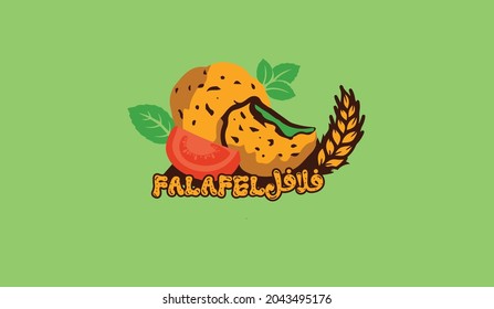 Arabic typography with Falafel 
, wheat , tomatoes, salad
