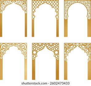Arabic vector frames bundle. Arabian ornament. Arches templates for design
