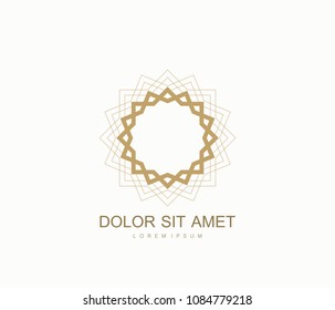 Arabic vector logo design template style. Abstract Islamic symbol. Emblem for luxury products, boutiques, jewelry, oriental cosmetics, hotels, restaurants, shops and stores