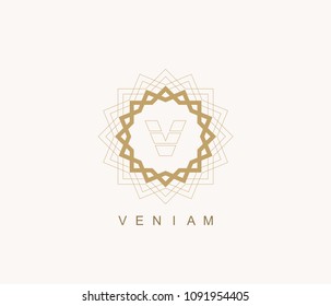 Arabic vector logo design template style. Abstract Islamic symbol. Emblem for luxury products, boutiques, jewelry, oriental cosmetics, hotels, restaurants, shops and stores