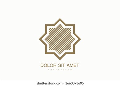 Arabic vector logo design template style. Arab Emirates Dubai flat icon logo. Emblem for luxury products, boutiques, jewelry, oriental cosmetics, hotels, restaurants, shops, stores