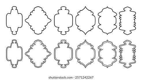 Arabic vector shape of window or door collection in line art style for Islamic decoration ornament or Islamic festival, Eid.