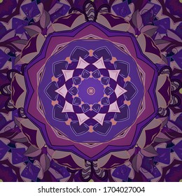 Arabic Vintage decorative ornament. Mandala colored background. Vector Mandala pattern on purple, neutral and violet colors. East, Islam.