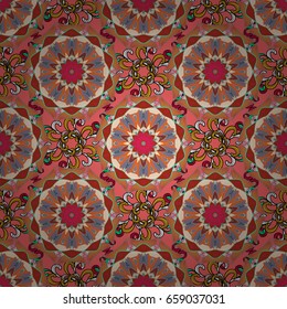 Arabic Vintage decorative ornament. Mandala pattern. East, Islam, Thai, Indian, ottoman motifs. Vector Mandala colored on background. Tribal, ethnic texture. Orient, symmetry lace, meditation symbol.
