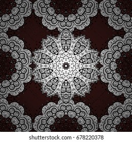 Arabic Vintage decorative ornament. Vector Mandala on brown background. East, Islam, Thai, Indian, ottoman motifs. Mandala pattern. Orient, symmetry lace, meditation symbol. Tribal, ethnic texture.