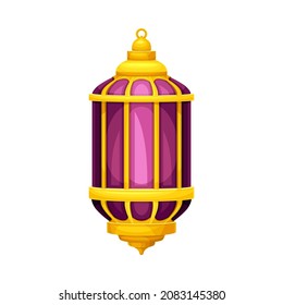 Arabic vintage golden lantern. Ramadan Kareem celebration symbol vector illustratio