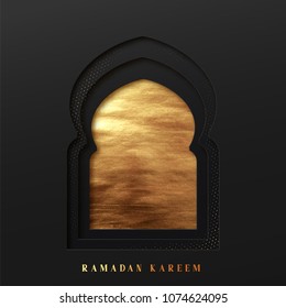 Arabic window design. Ramadan Kareem greeting card.