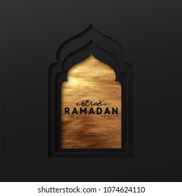 Arabic window design. Ramadan Kareem greeting card.