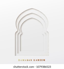 Arabic window design. Ramadan Kareem greeting card. Vector illustration