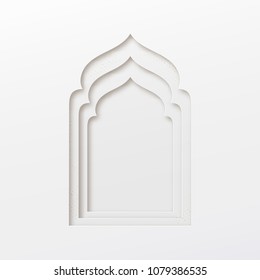 Arabic window design. Ramadan Kareem greeting card. Vector illustration