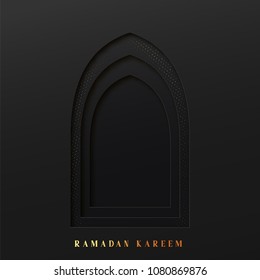 Arabic window design. Ramadan Kareem greeting card.
