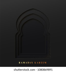 Arabic window design. Ramadan Kareem greeting card.