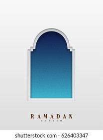 Arabic window design. Ramadan Kareem greeting card