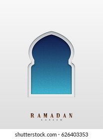 Arabic window design. Ramadan Kareem greeting card