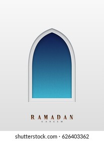Arabic window design. Ramadan Kareem greeting card