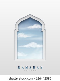 Arabic window design. Ramadan Kareem greeting card.