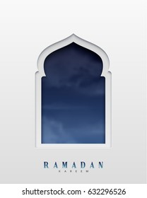 Arabic window design. Ramadan Kareem greeting card.
